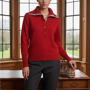 Burberry Red Cowl Neck Sweater